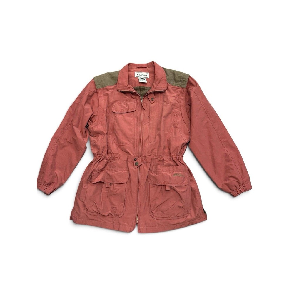 VTG LL Bean Women's Chore Barn Coat Zip Off To Vest L Gorpcore Shoulder Patches